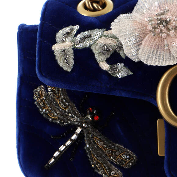 Gucci Gg Marmont Flap Bag Embellished #124873G11B - Picture 8 of 9